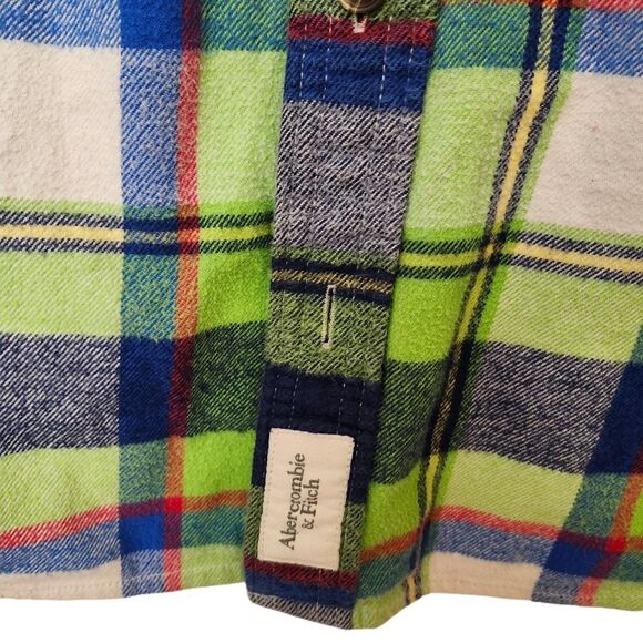 Abercrombie and Fitch green plaid flannel button down shirt Small - Picture 6 of 8